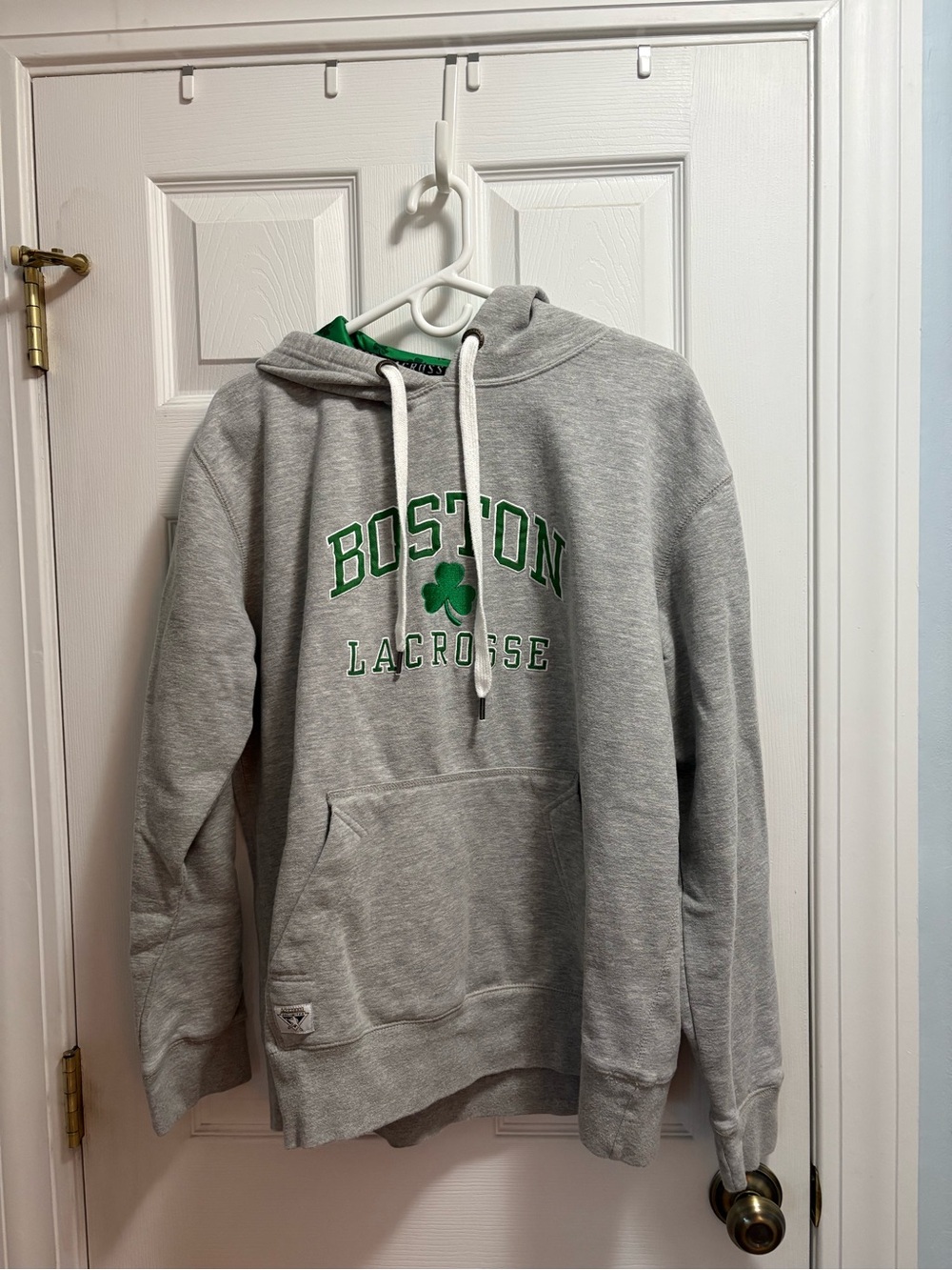 Boston Lacrosse Crewneck Hoodie - Grey with Shamrocks